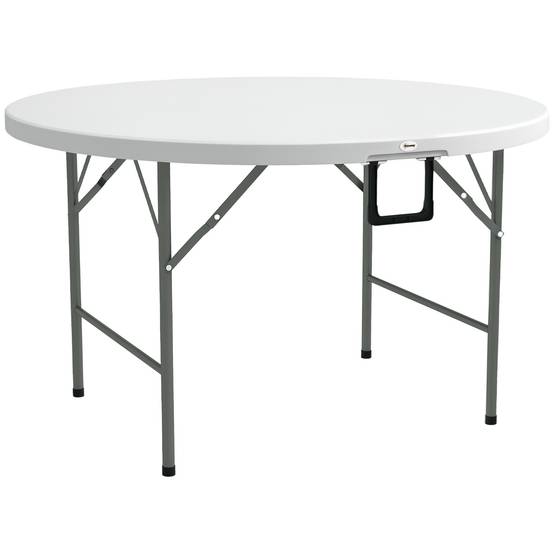 Table ronde de jardin pliante Ø122 cm peut accueillir 6 personnes pour évènement, structure métal, plateau HDPE - Image 1