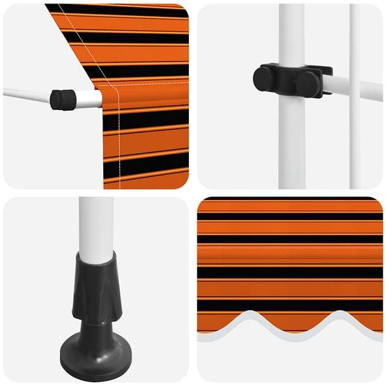 Auvent manuel rétractable polyester orange et marron 150 x 120 x 200-300 cm, 145835 - PANGIVO - Image 6