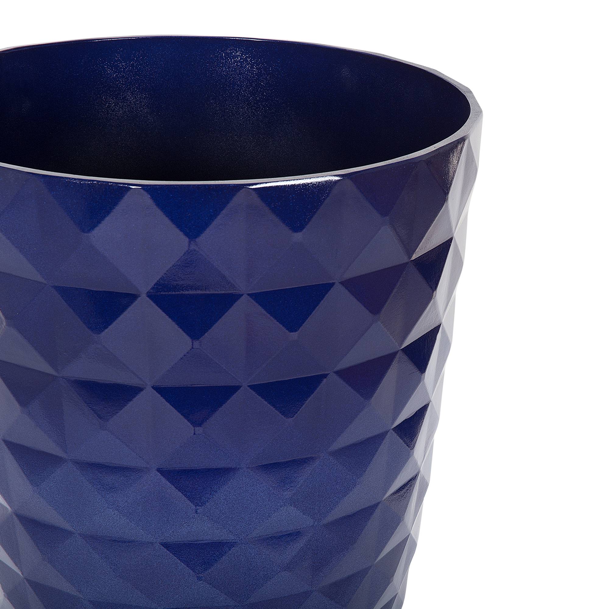 Beliani - Haut Cache-Pot Bleu Marine en Fibre d'Argile et Verre 35 cm Diamètre Rond avec Relief Pot de Fleurs Idéal pour Extérieur et Intérieur - Image 4