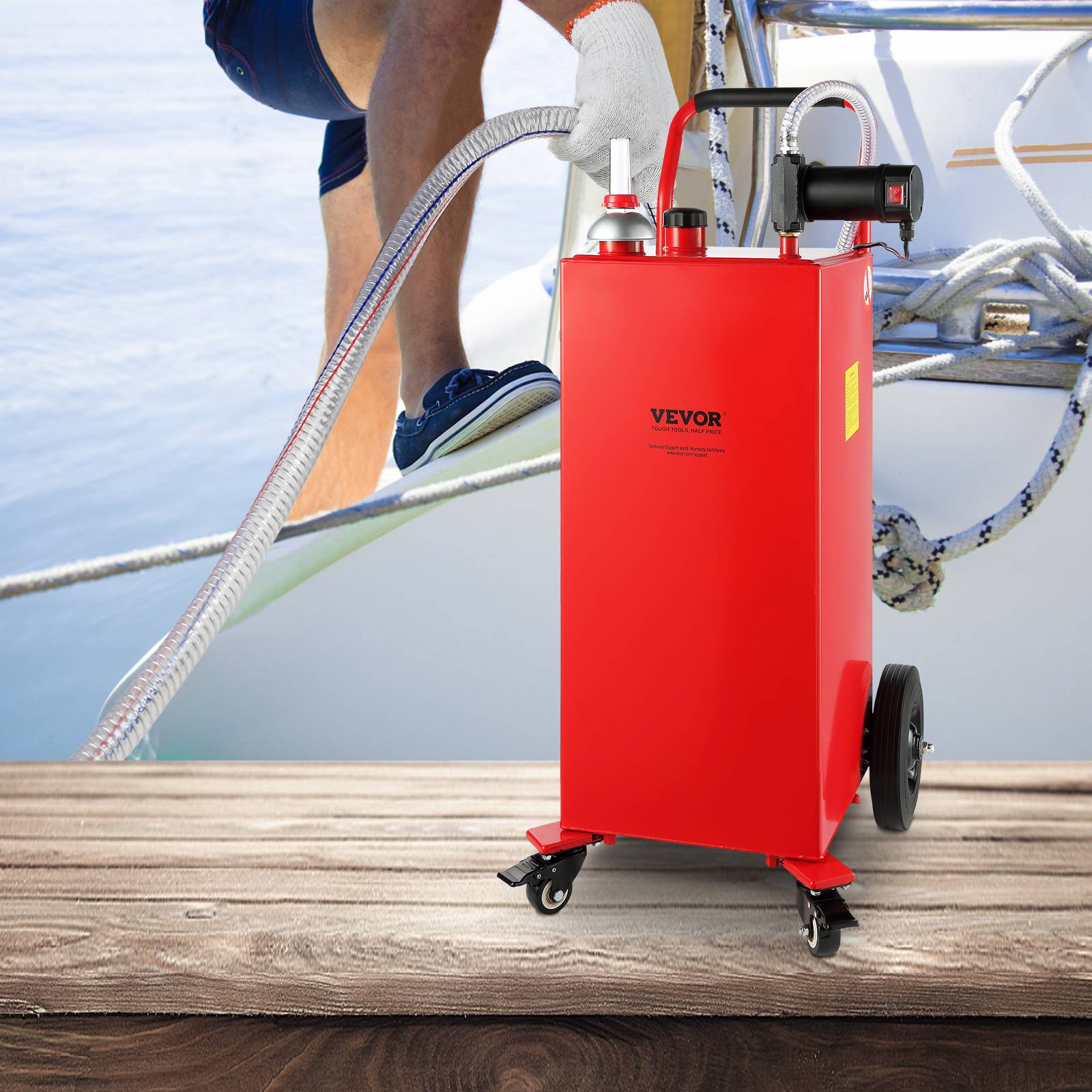 VEVOR Bidon essence sur roues, 113,6 L, pompe électrique 23,5 L/min. Pour diesel, tondeuse, bateau, moto. - Image 7