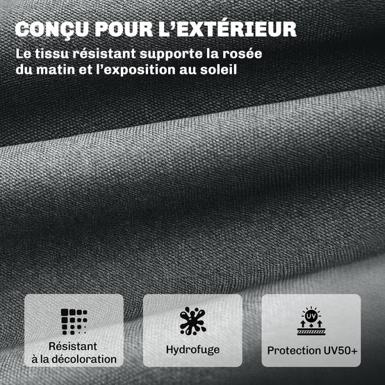 Coussin transat mousse mémoire polyester extérieur confort hydrofuge 198x65 gris foncé - ComfortXL Outdoor Living - Image 8