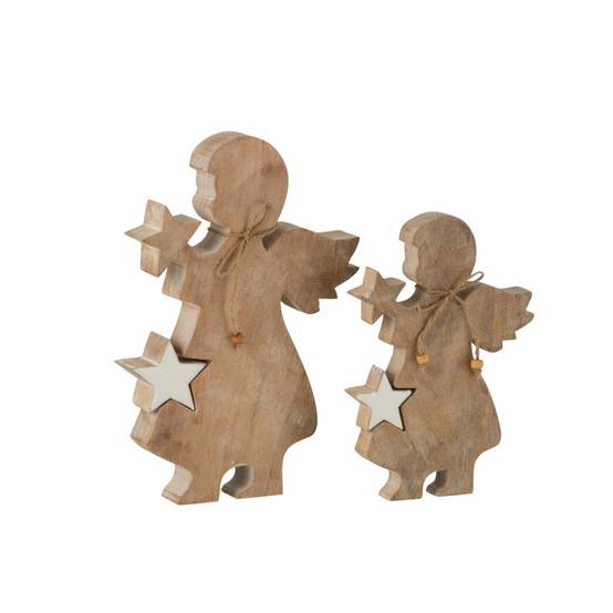 Ange de Noël en bois naturel 4x18x29 cm - J-Line - Image 3