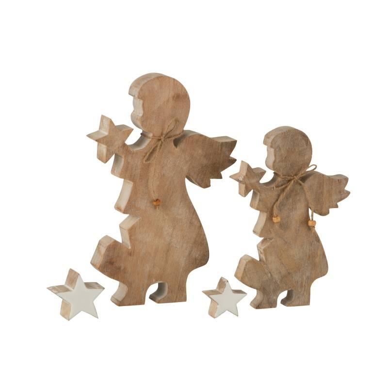 Ange de Noël en bois naturel 4x18x29 cm - J-Line - Image 4