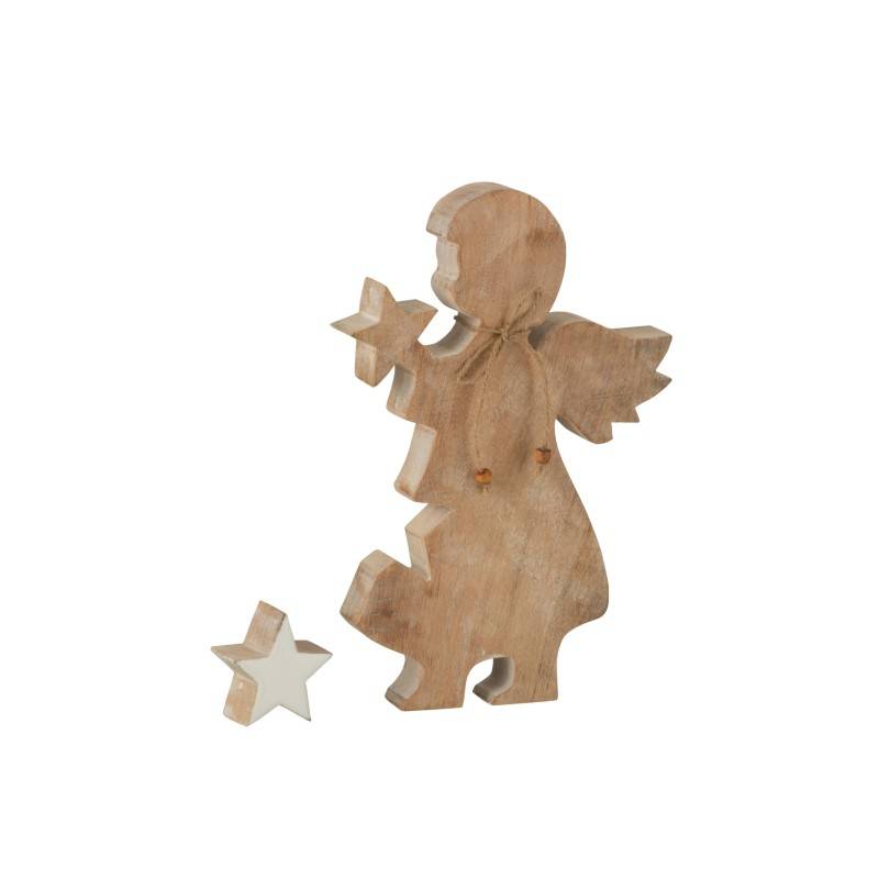 Ange de Noël en bois naturel 4x18x29 cm - J-Line - Image 2