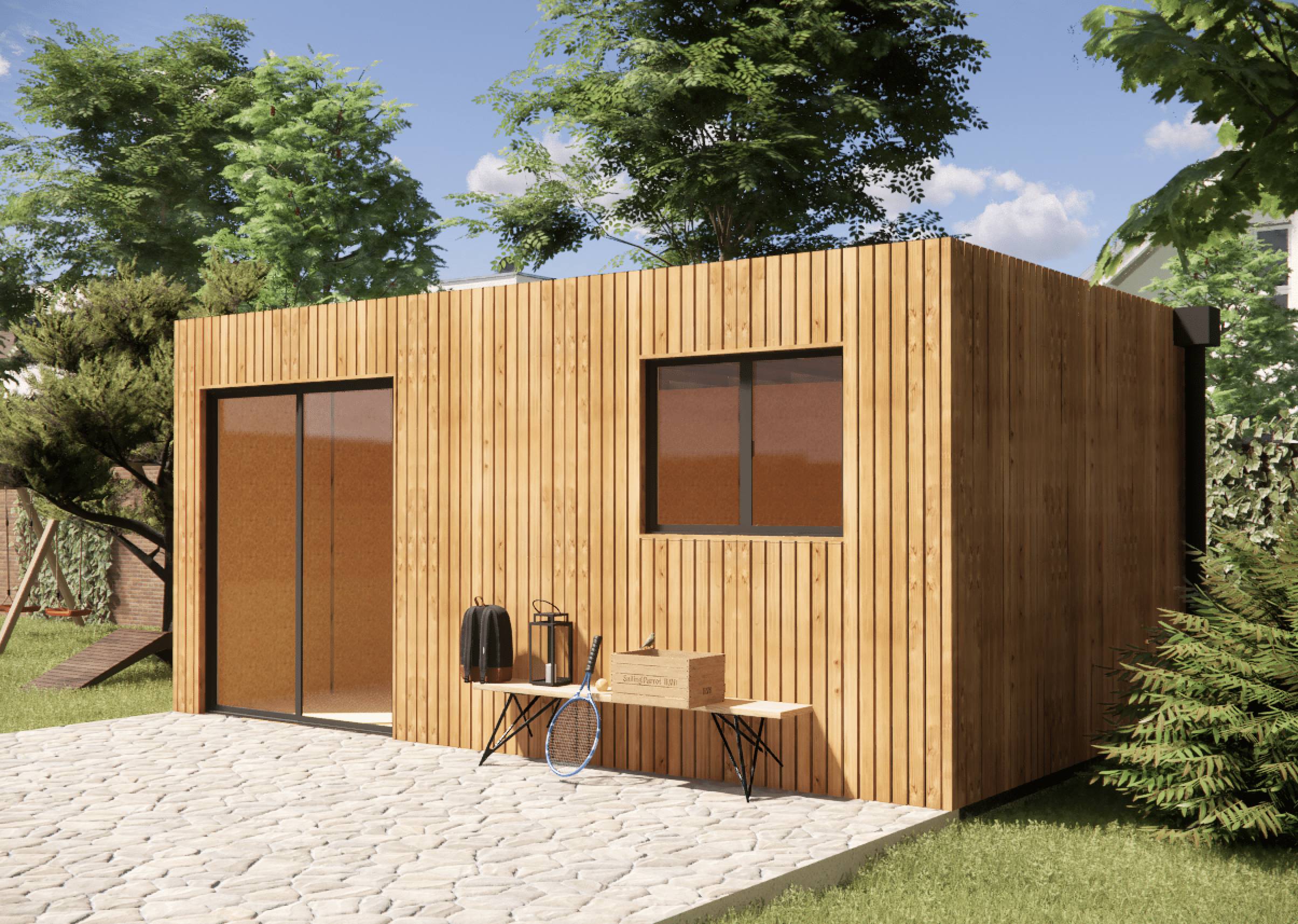 Sans Marque - Studio de jardin sans permis en bois 5,5 x 3,5 x 2,7 m avec plancher isolé - Image 6