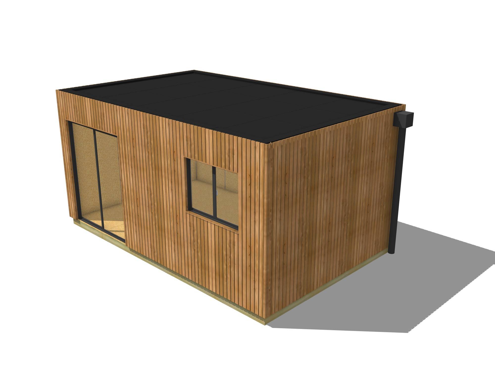Sans Marque - Studio de jardin sans permis en bois 5,5 x 3,5 x 2,7 m avec plancher isolé - Image 2