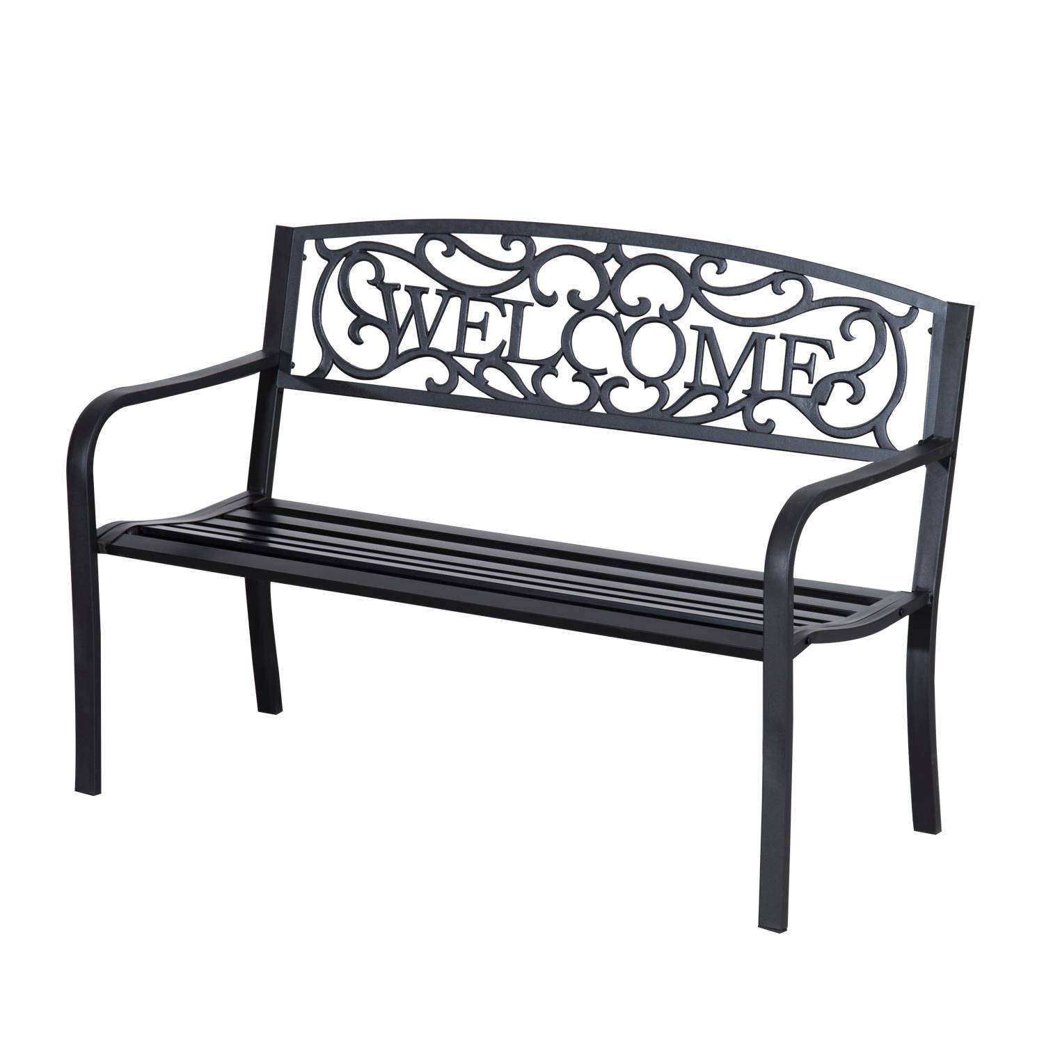 ComfortXL - Banc de jardin 2 places métal noir 127 x 60 x 87 cm terrasse extérieur antirouille - ComfortXL Outdoor Living - Image 1