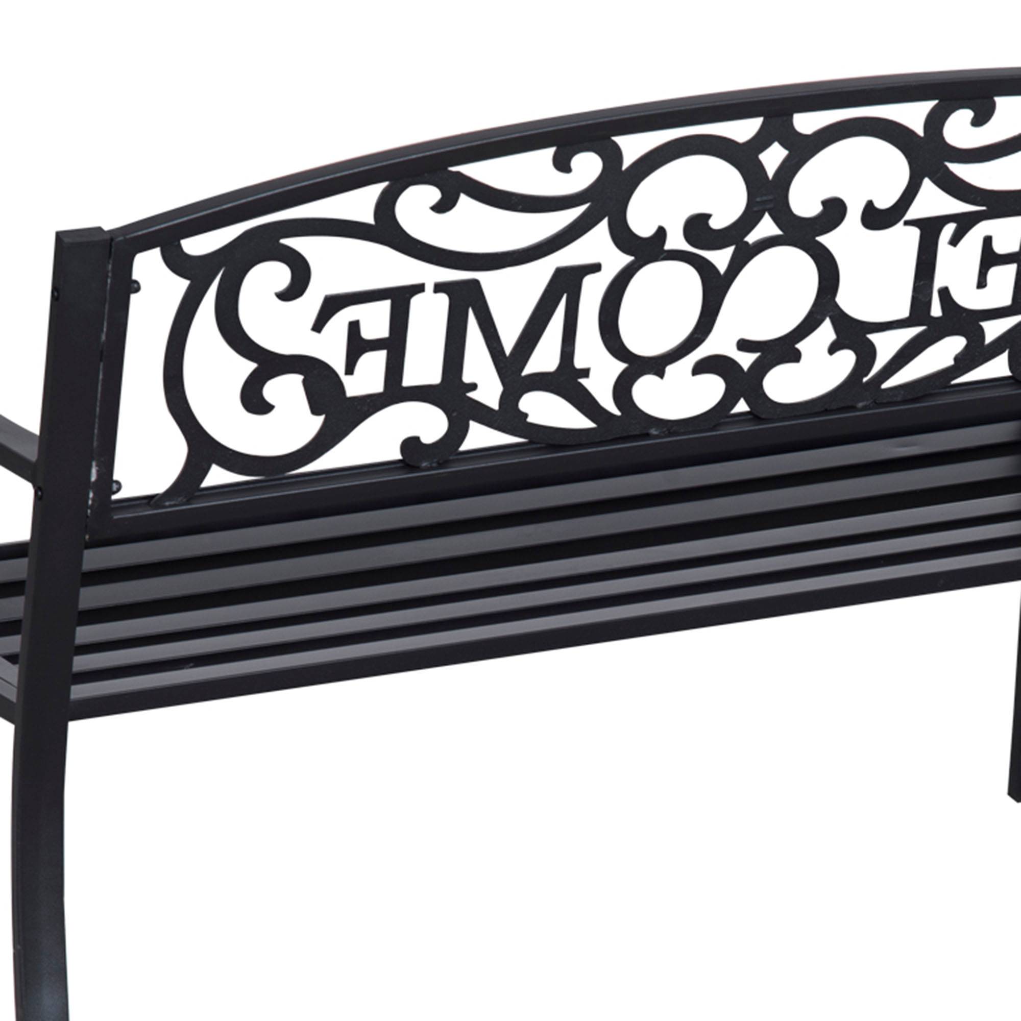 ComfortXL - Banc de jardin 2 places métal noir 127 x 60 x 87 cm terrasse extérieur antirouille - ComfortXL Outdoor Living - Image 7