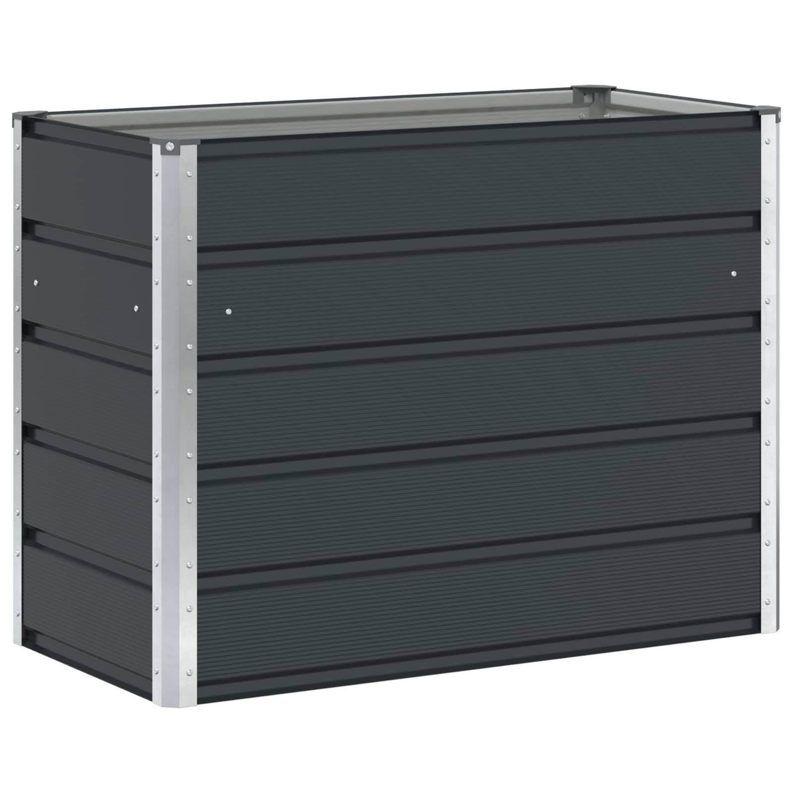 Jardinière moderne 100 x 50 x 77 cm pour jardin terrasse design industriel en acier galvanisé anthracite - Image 1
