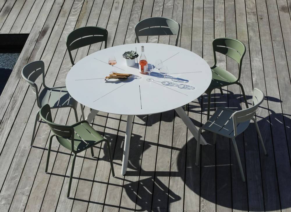 Proloisirs - Table de jardin ronde Seven en aluminium - blanc 150 cm PROLOISIRS - Image 4