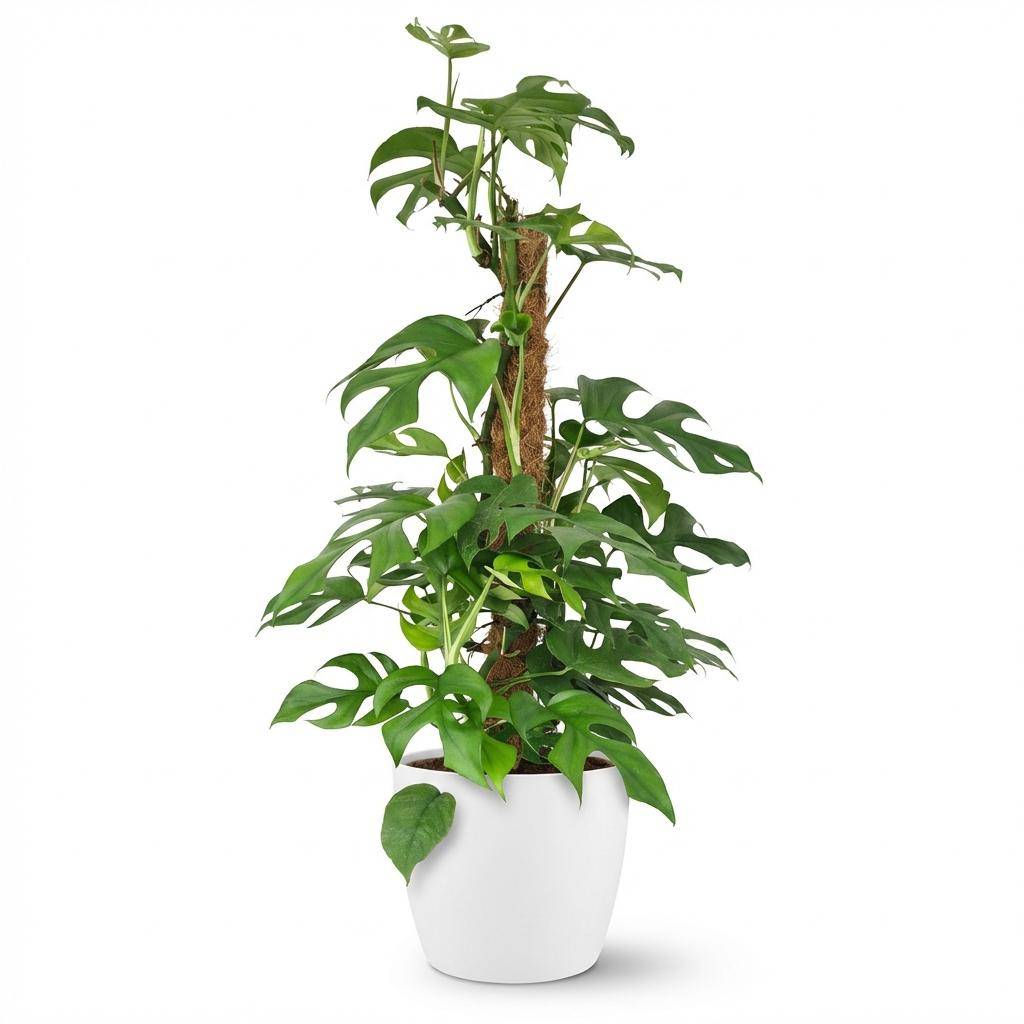 Monstera Minima avec tuteur - Monstera Rhaphidophora tetrasperma - Pot de 19cm - Hauteur 90cm - Blanc - Plantes d'intérieur - Image 1