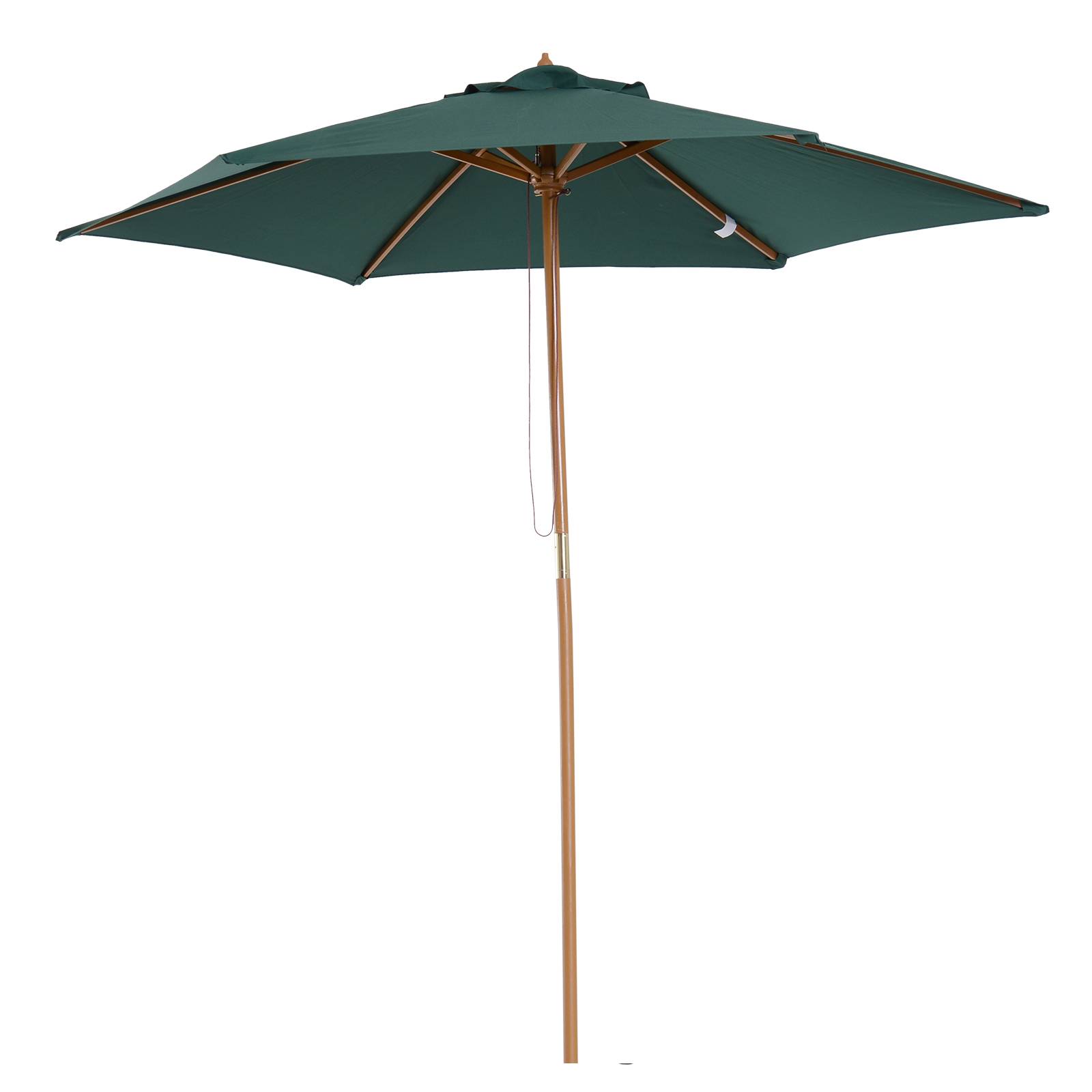 ComfortXL - Parasol Droit en Bois de Bambou Toile Verte avec Système à Poulie Ø250 cm - ComfortXL Outdoor Living - Image 2