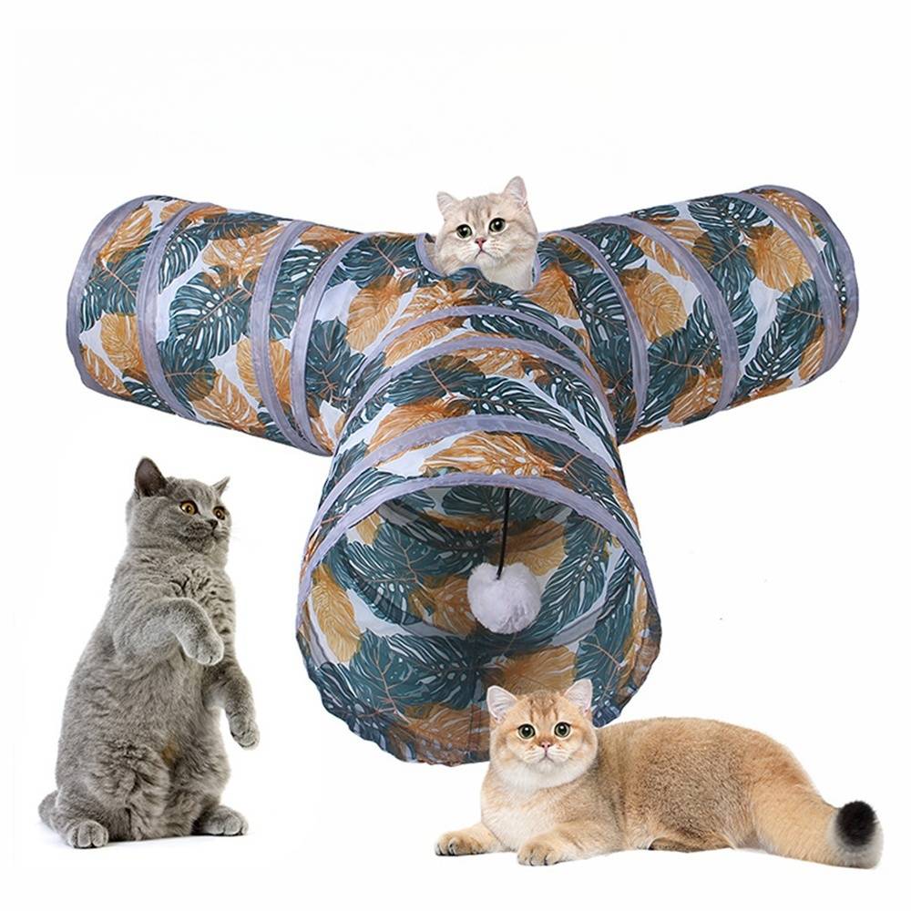 Tunnel imprimé pour chat, pliable et fabriqué en tissu écologique, attractif pour les chats Lytech - Image 1