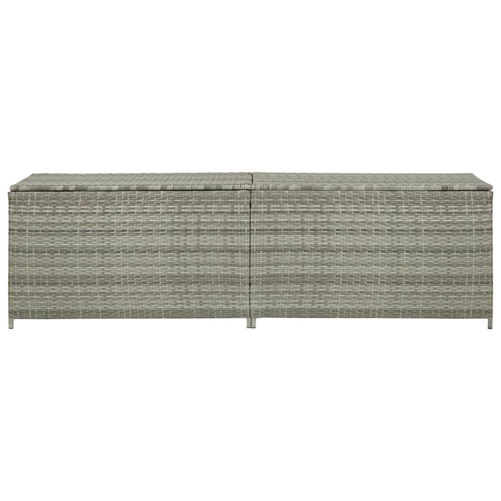 Coffre de rangement - Boîte de rangement extérieure - Coffre de jardin résine tressée 200x50x60 cm gris