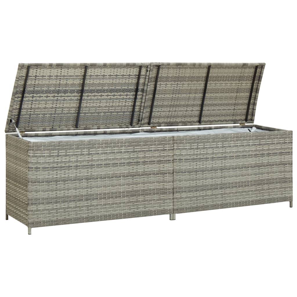 Coffre de rangement - Boîte de rangement extérieure - Coffre de jardin résine tressée 200x50x60 cm gris - Image 3