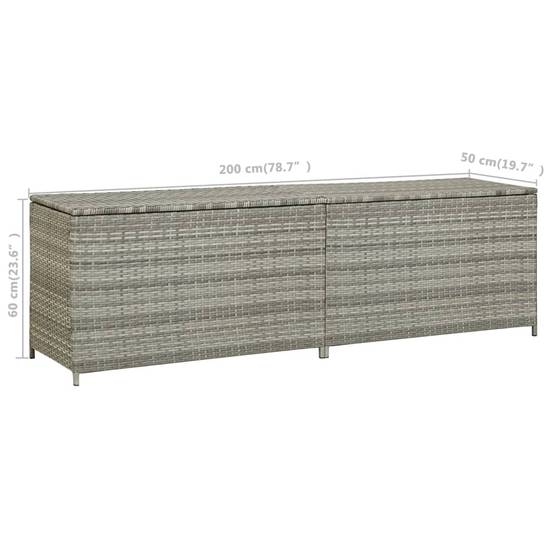 Coffre de rangement - Boîte de rangement extérieure - Coffre de jardin résine tressée 200x50x60 cm gris - Image 8