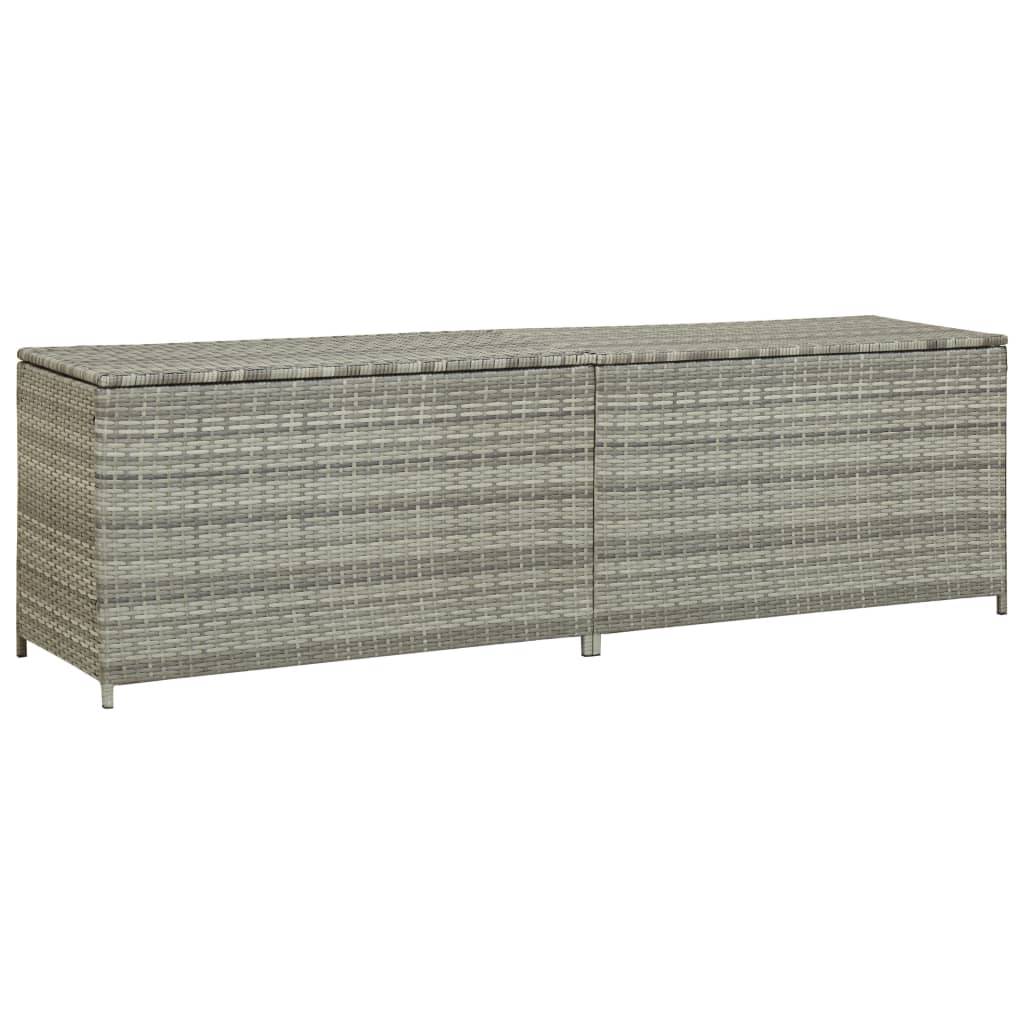 Coffre de rangement - Boîte de rangement extérieure - Coffre de jardin résine tressée 200x50x60 cm gris - Image 2