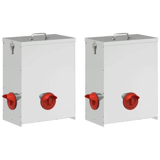 Lot de 2 Grands Nourrisseurs Galva 25kg Argent - ComfortXL Outdoor Living - Image 2