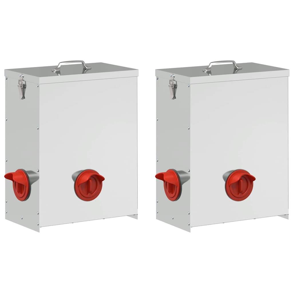 Lot de 2 Grands Nourrisseurs Galva 25kg Argent - ComfortXL Outdoor Living - Image 2