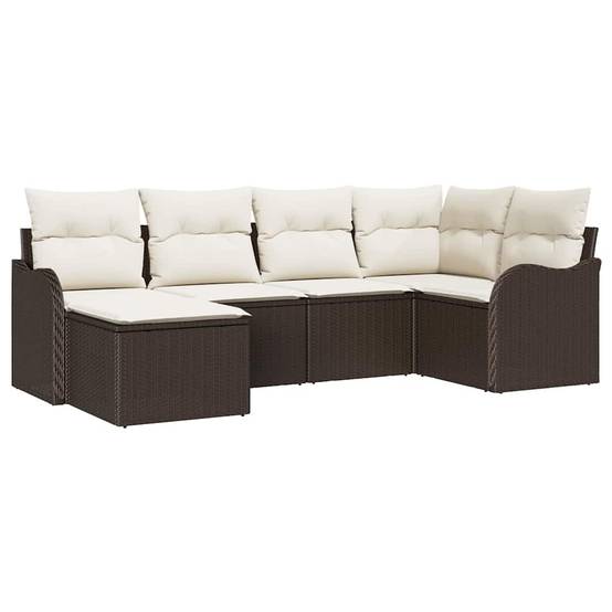 Salon de jardin 6 places en polyrotin marron tissé main modulable pour terrasse et jardin – ComfortXL Outdoor Living - Image 2