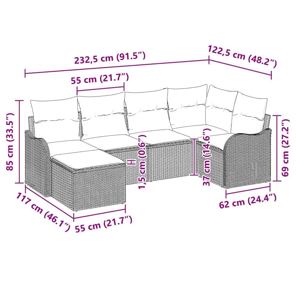 Salon de jardin 6 places en polyrotin marron tissé main modulable pour terrasse et jardin – ComfortXL Outdoor Living - Image 9