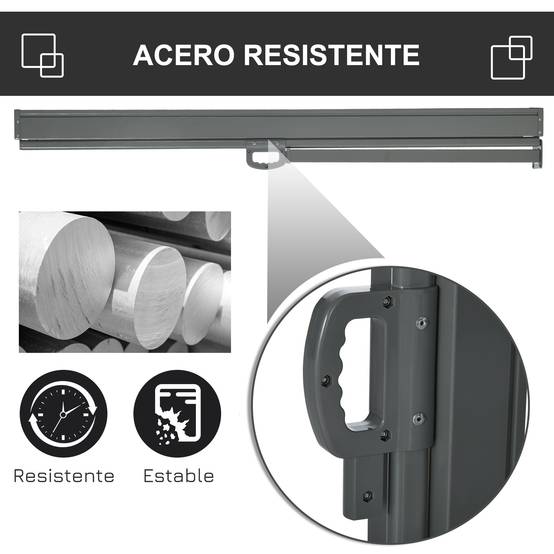 Store latéral rétractable 300 x 160 cm, enrouleur, protection solaire et intimité, pour balcon et terrasse, gris - Image 7