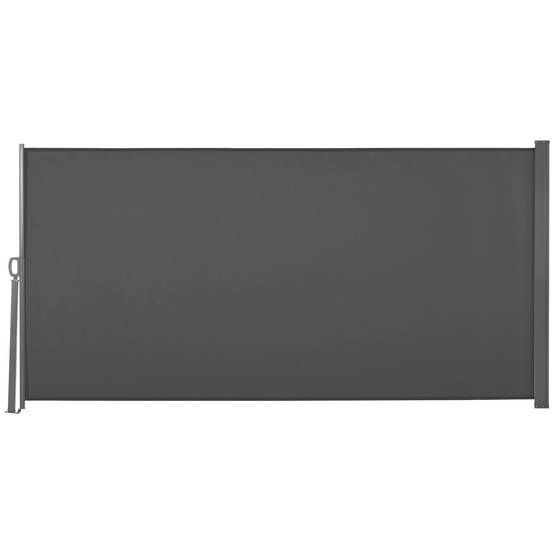 Store latéral rétractable 300 x 160 cm, enrouleur, protection solaire et intimité, pour balcon et terrasse, gris - Image 1
