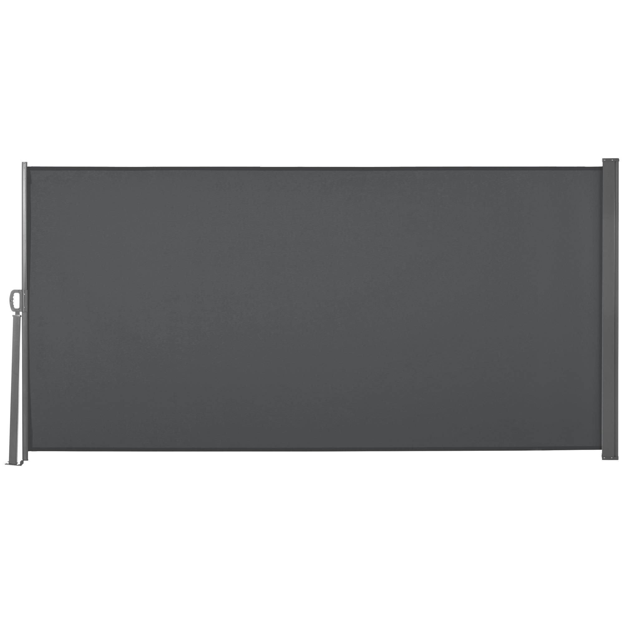 Store latéral rétractable 300 x 160 cm, enrouleur, protection solaire et intimité, pour balcon et terrasse, gris - Image 1