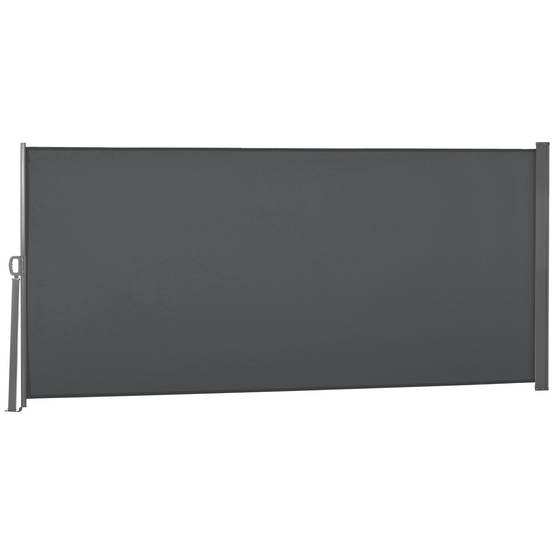 Store latéral rétractable 300 x 160 cm, enrouleur, protection solaire et intimité, pour balcon et terrasse, gris - Image 2