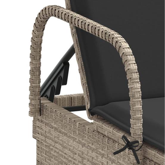 Chaise longue avec roulettes et coussin gris clair résine tressée 61 x 161 x 87 cm - PANGIVO - Image 8