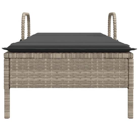 Chaise longue avec roulettes et coussin gris clair résine tressée 61 x 161 x 87 cm - PANGIVO - Image 4