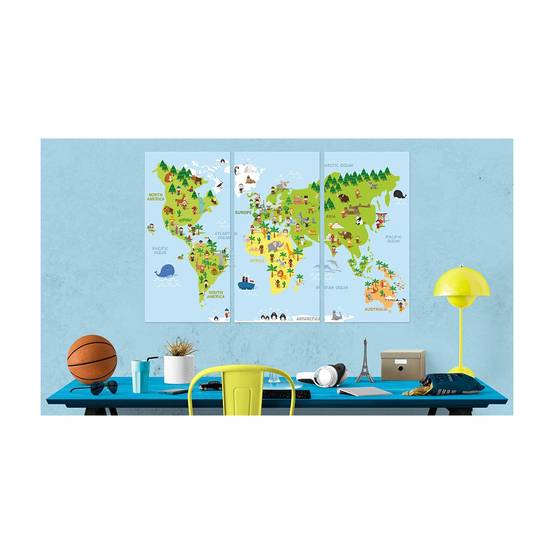 Tableau en Liège "Carte du Monde - Children's World" 40 x 60 cm - Image 2