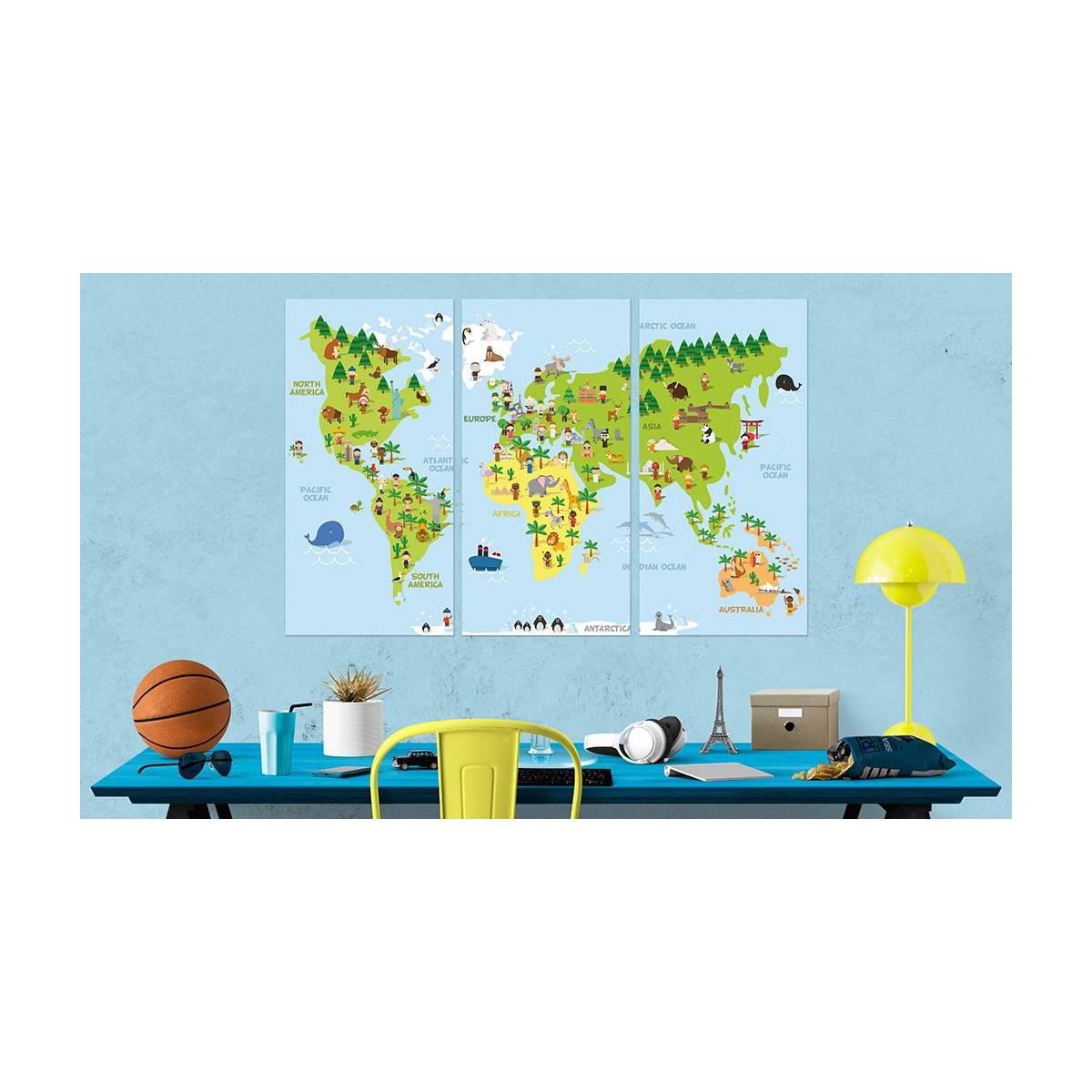 Tableau en Liège "Carte du Monde - Children's World" 40 x 60 cm - Image 2