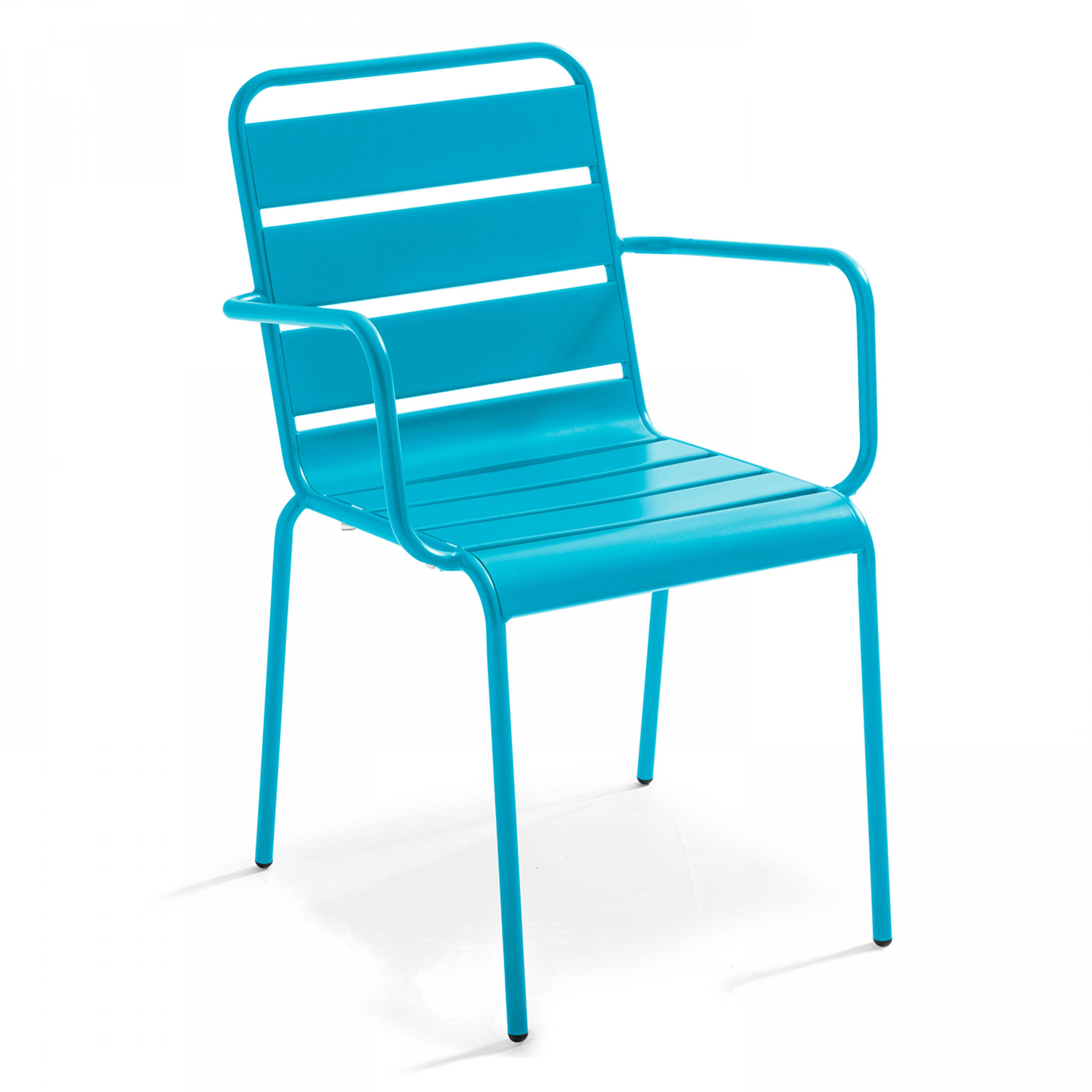Oviala - Ensemble table de jardin et 8 fauteuils en métal bleu et gris Palavas - Oviala - Image 6