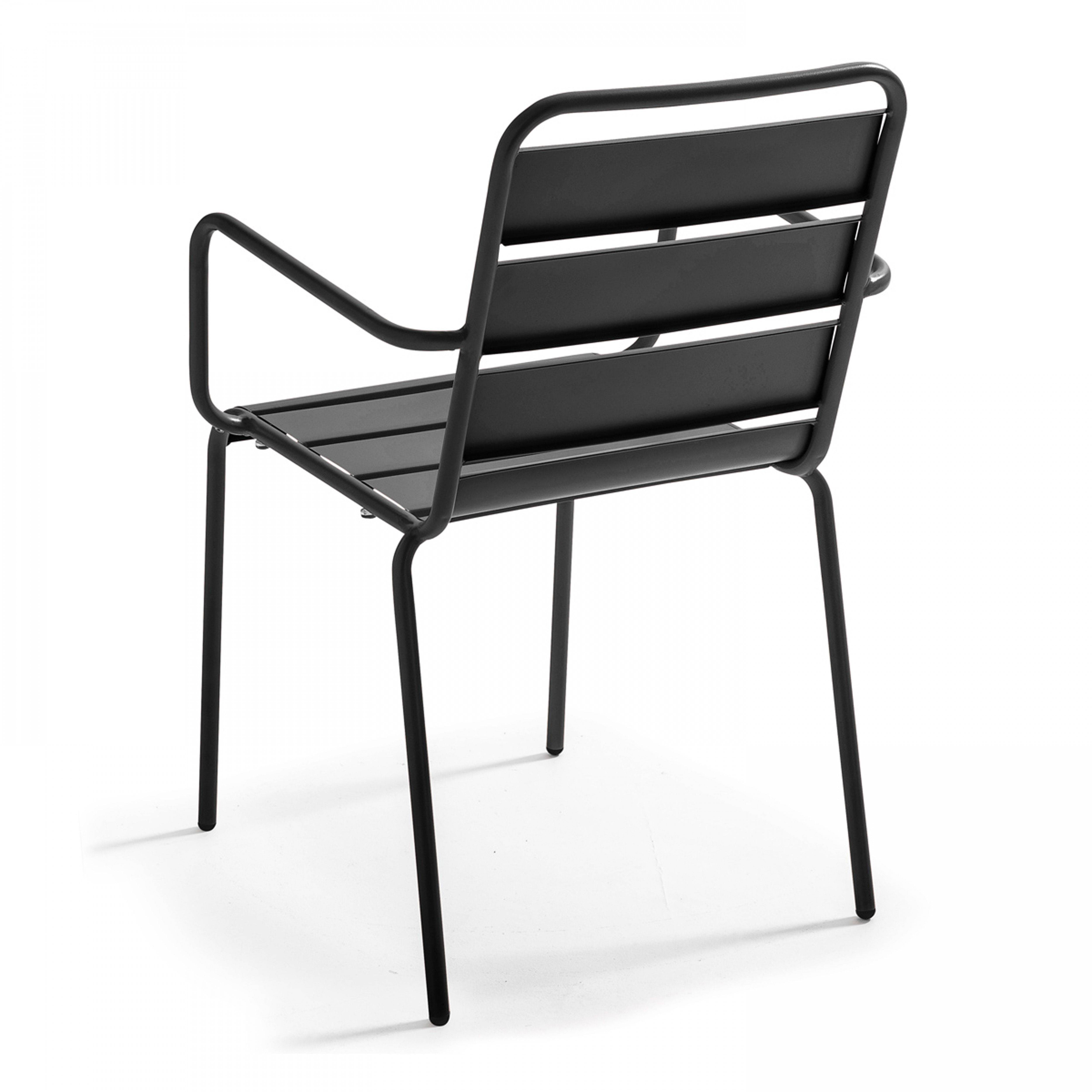 Oviala - Ensemble table de jardin et 8 fauteuils en métal bleu et gris Palavas - Oviala - Image 5