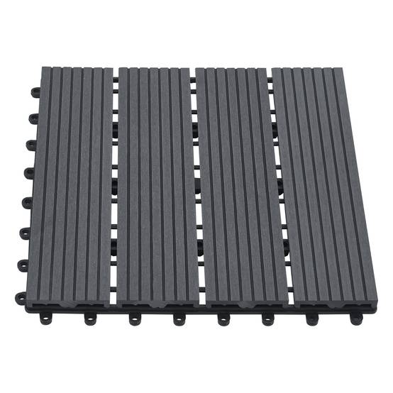 Set de 11 dalles de jardin Schramberg en bois composite 1m² 30 x 30 x 2,2 cm gris foncé en.casa - Image 4