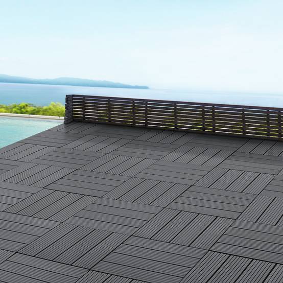 Set de 11 dalles de jardin Schramberg en bois composite 1m² 30 x 30 x 2,2 cm gris foncé en.casa - Image 2
