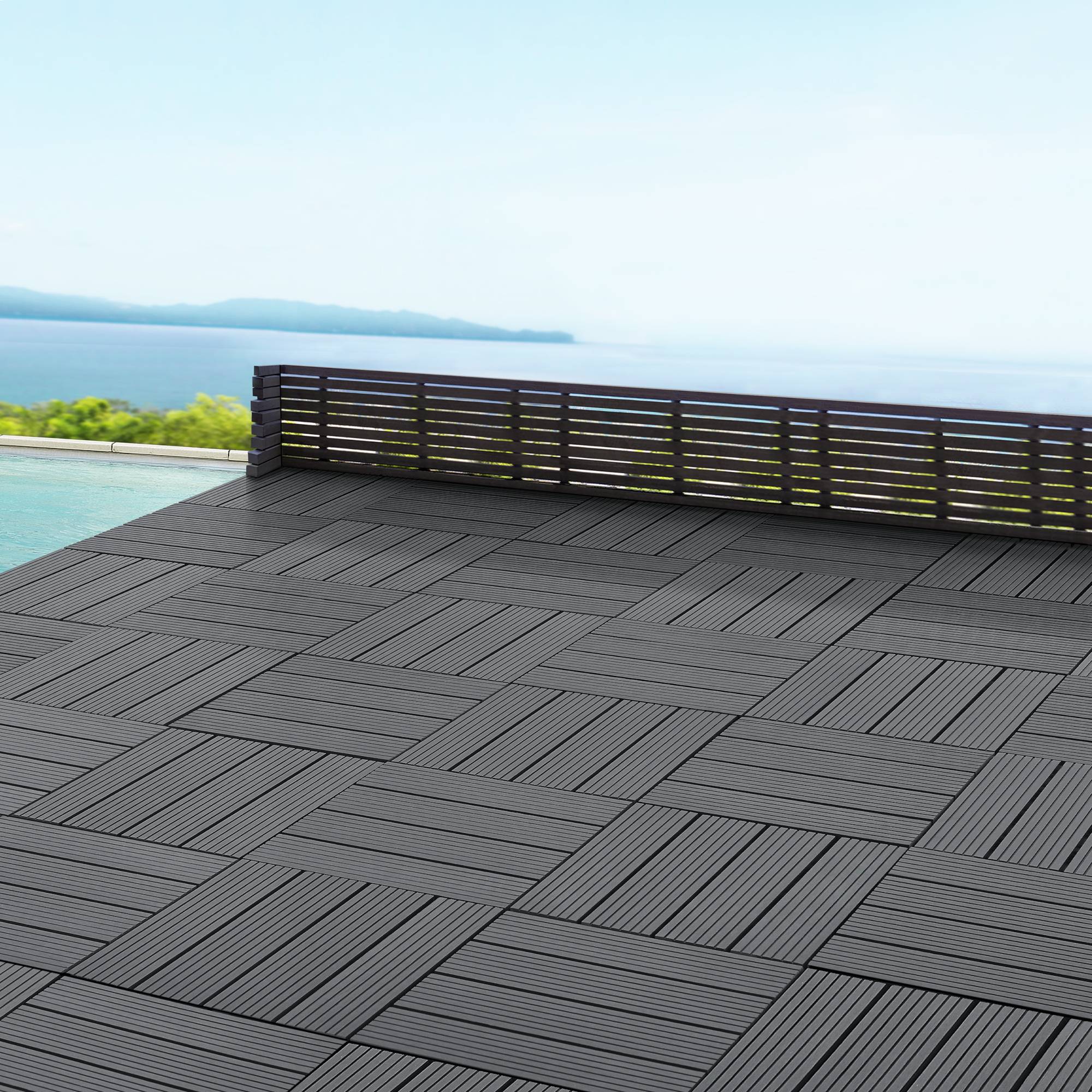 Set de 11 dalles de jardin Schramberg en bois composite 1m² 30 x 30 x 2,2 cm gris foncé en.casa - Image 2