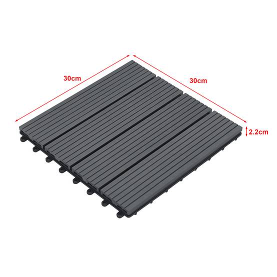 Set de 11 dalles de jardin Schramberg en bois composite 1m² 30 x 30 x 2,2 cm gris foncé en.casa - Image 3