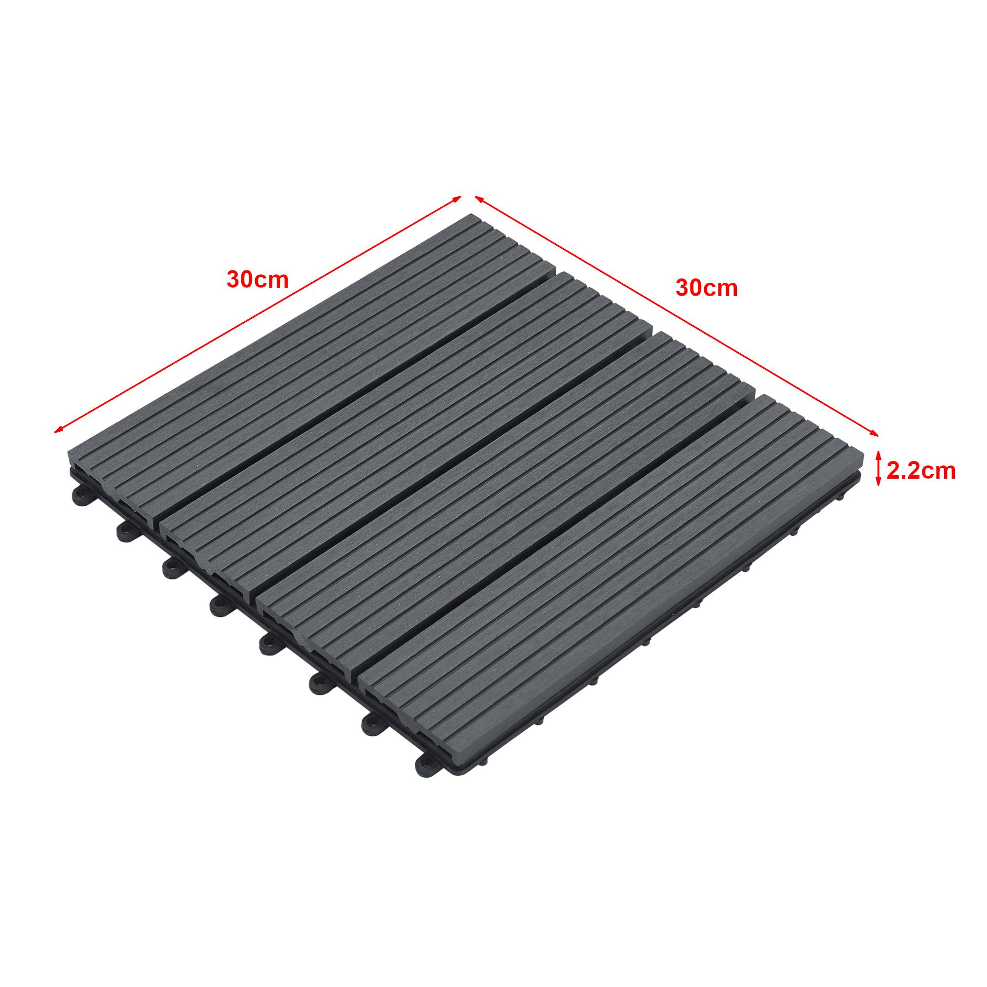 Set de 11 dalles de jardin Schramberg en bois composite 1m² 30 x 30 x 2,2 cm gris foncé en.casa - Image 3