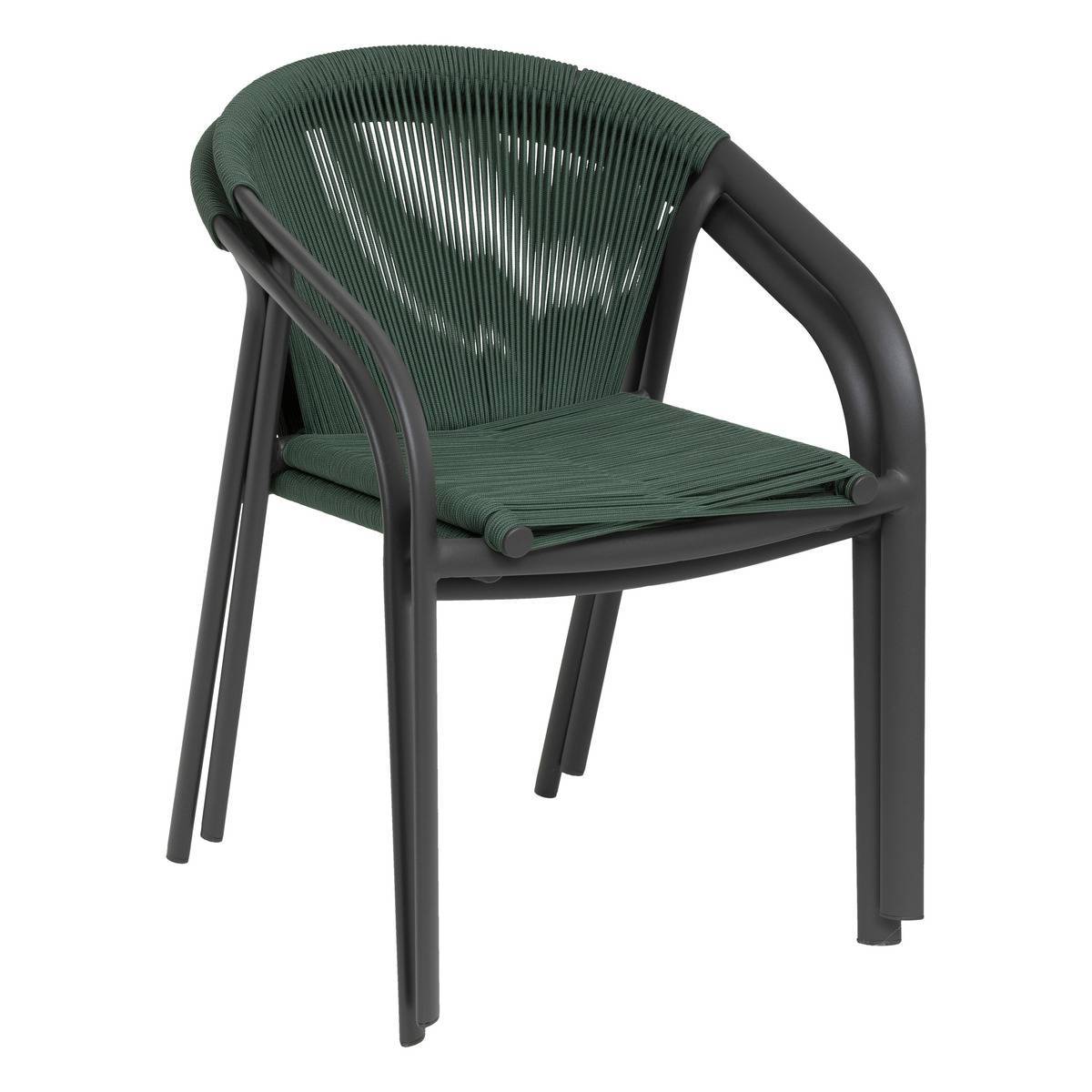 Hesperide - Fauteuil de jardin empilable "Riu" vert olive & graphite en aluminium traité en epoxy Hespéride - Image 3