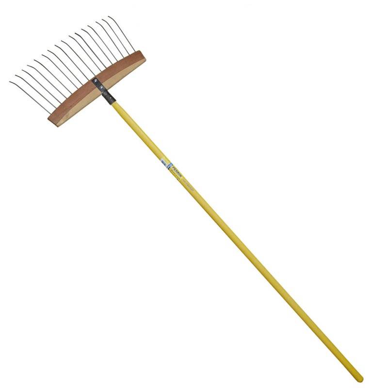 Outils Perrin - Balai à feuilles et gazon bois/acier – Manche fibre 1,50 m