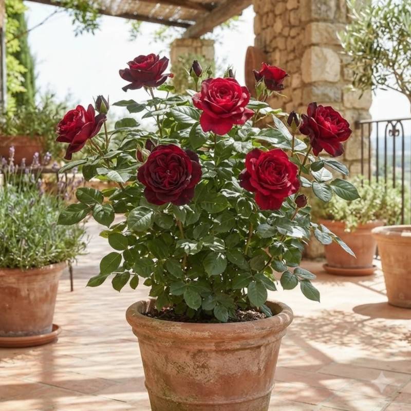 Rosier à grandes fleurs La Rose Monsieur® 'Delrouniparf' à fleurs Rouge/ - feuillage Caduc - Pot de 3L - Touffe - Image 3
