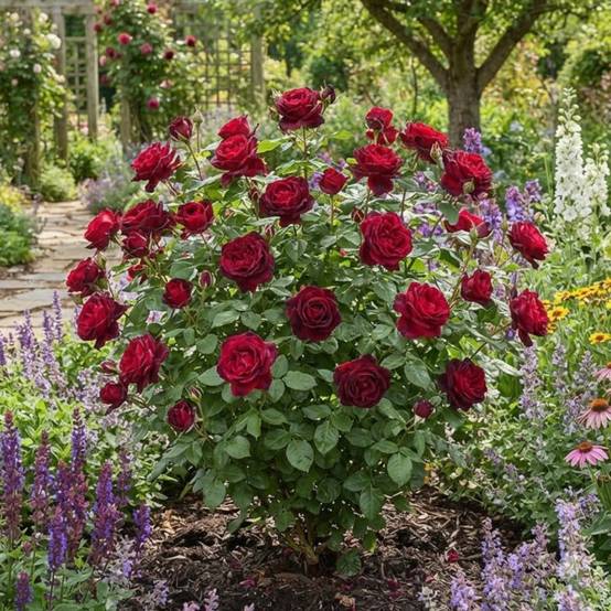 Rosier à grandes fleurs La Rose Monsieur® 'Delrouniparf' à fleurs Rouge/ - feuillage Caduc - Pot de 3L - Touffe - Image 2