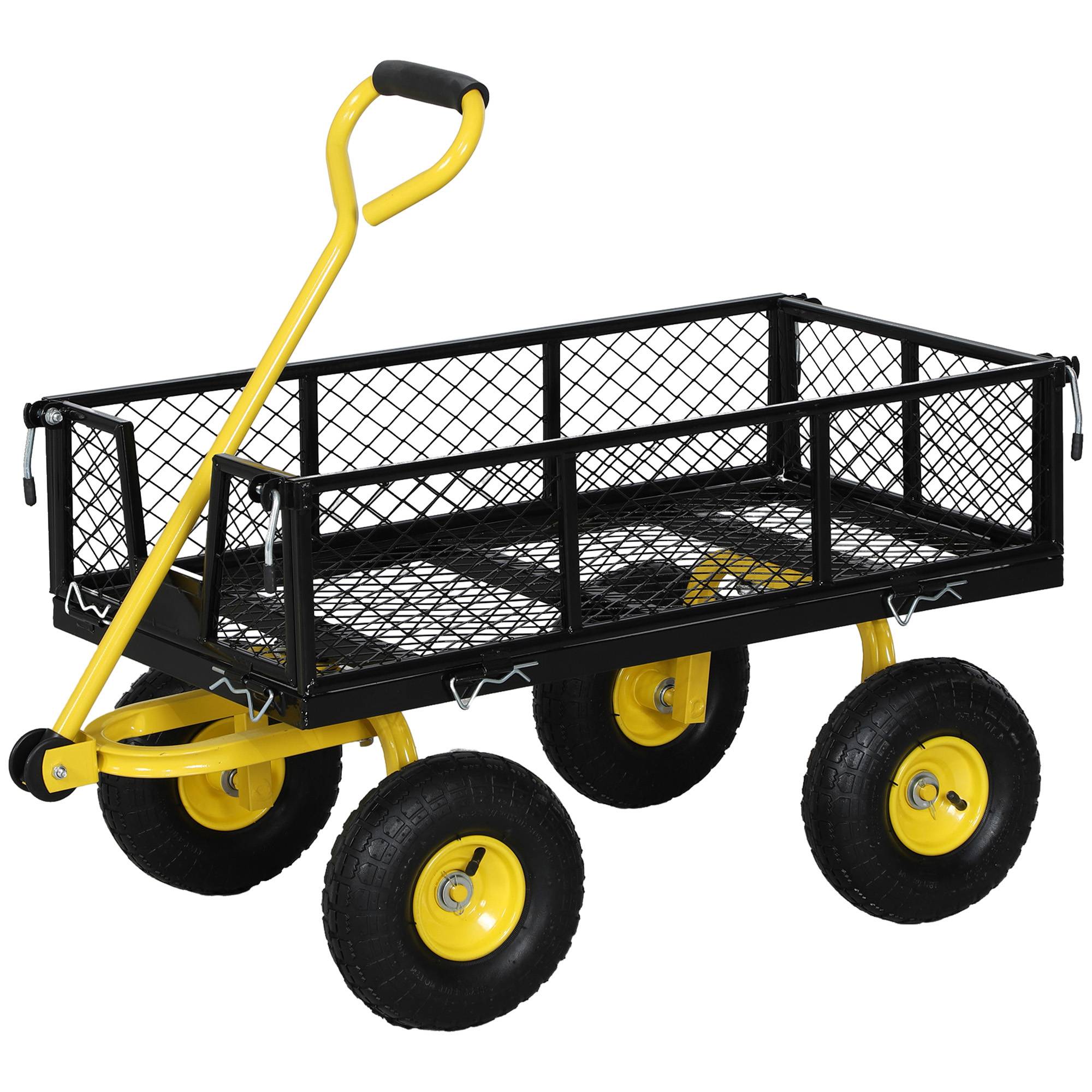 ComfortXL - Chariot de jardin en acier 104 x 54 x 51 cm noir jaune charge 200 kg côtés amovibles - ComfortXL Outdoor Living - Image 2