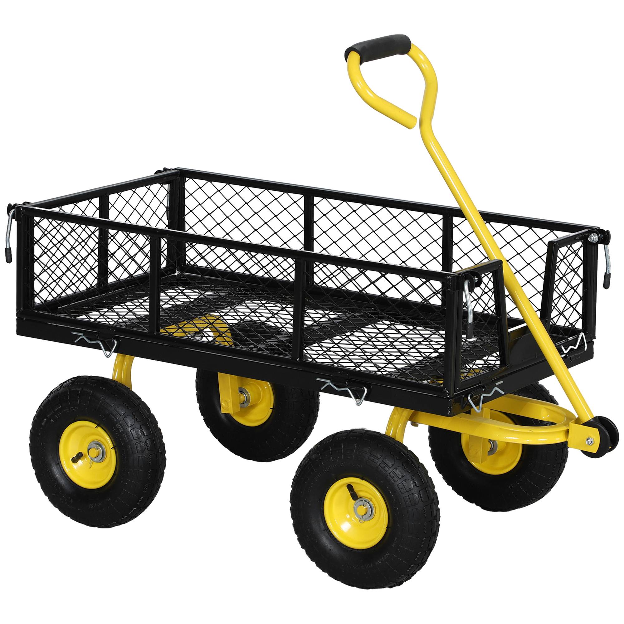 ComfortXL - Chariot de jardin en acier 104 x 54 x 51 cm noir jaune charge 200 kg côtés amovibles - ComfortXL Outdoor Living - Image 1