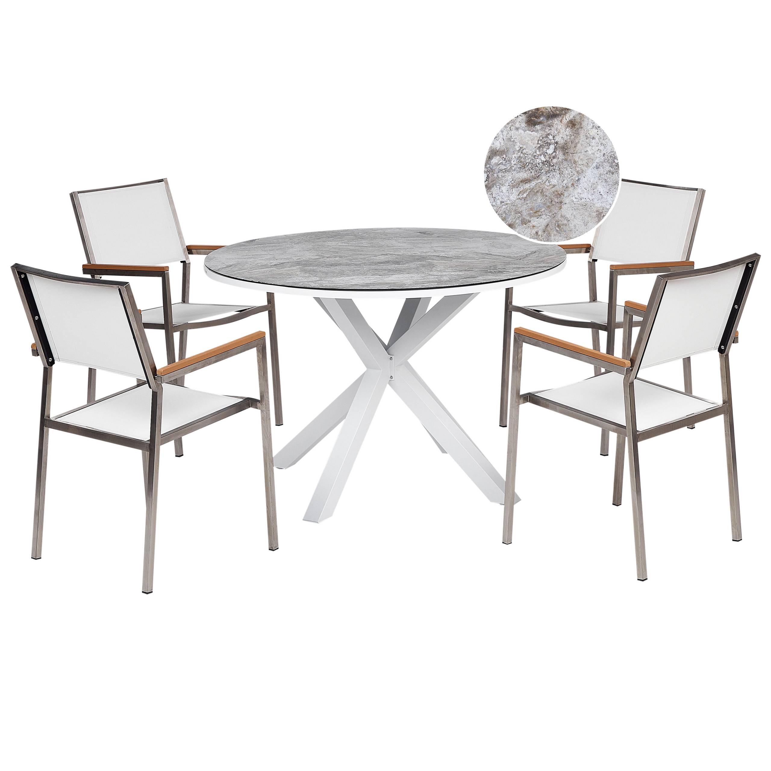 Beliani - Set de salle à manger, 4 Personnes Aluminium Gris/blanc MALETTO/GROSSETO - Beliani - Image 2