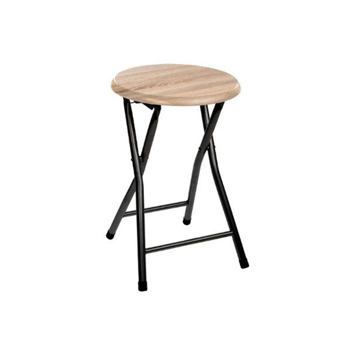 Tabouret Pliant "Utilitaire" 46cm Noir & Naturel