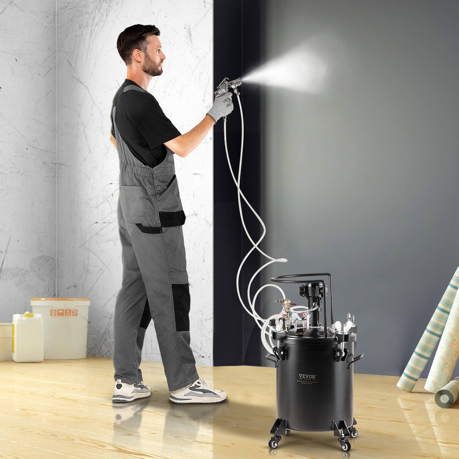 VEVOR Réservoir peinture sous pression 30L, agitation auto. Système avec pistolet, réglable 70 PSI. Décoration. - Image 8