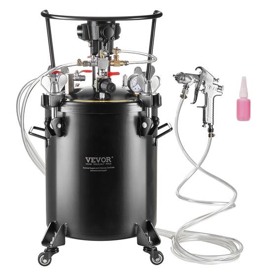 VEVOR Réservoir peinture sous pression 30L, agitation auto. Système avec pistolet, réglable 70 PSI. Décoration. - Image 1
